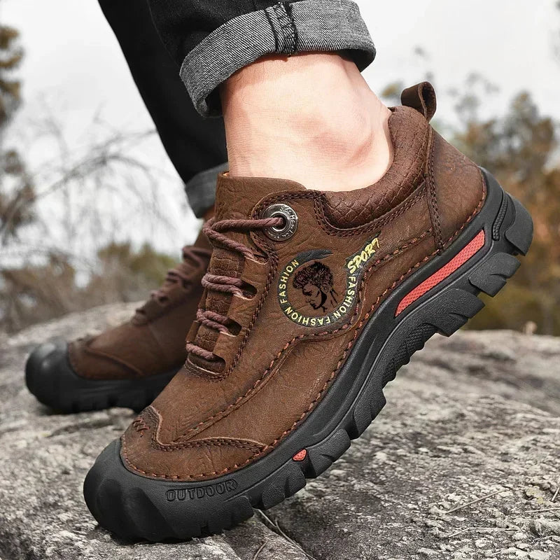 HNZPXW Herren Leder Sneaker – Atmungsaktive Sportschuhe für Alltag, Outdoor, Wandern & Reisen