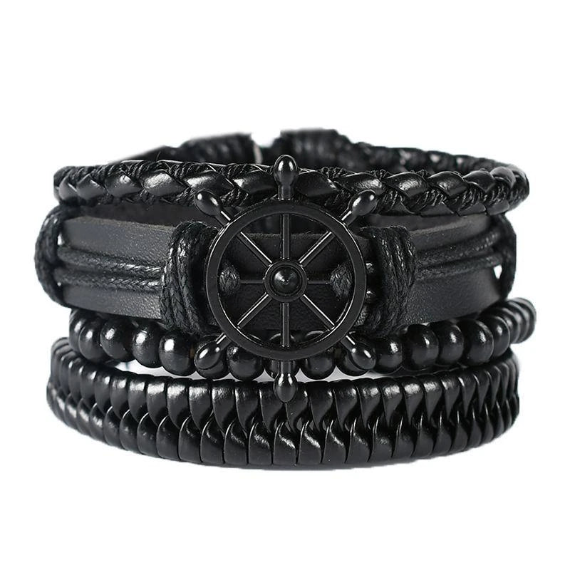 Geflochtenes Herrenarmband im Leder-Look – Trendiges Rundarmband mit silberfarbener Legierung, moderner Männer Armschmuck 06/2024