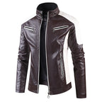 Chaqueta de motociclista de cuero PU para hombre con Stehkragen – Diseño Farbblock, chaqueta de motociclista ligera en estilo casual para mujeres y hierbas