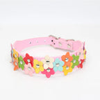 Buntes Blumen Hunde-Halsband aus Leder – Doppelreihiges Flower Pet Collar mit Schnalle für Welpen & kleine Hunde