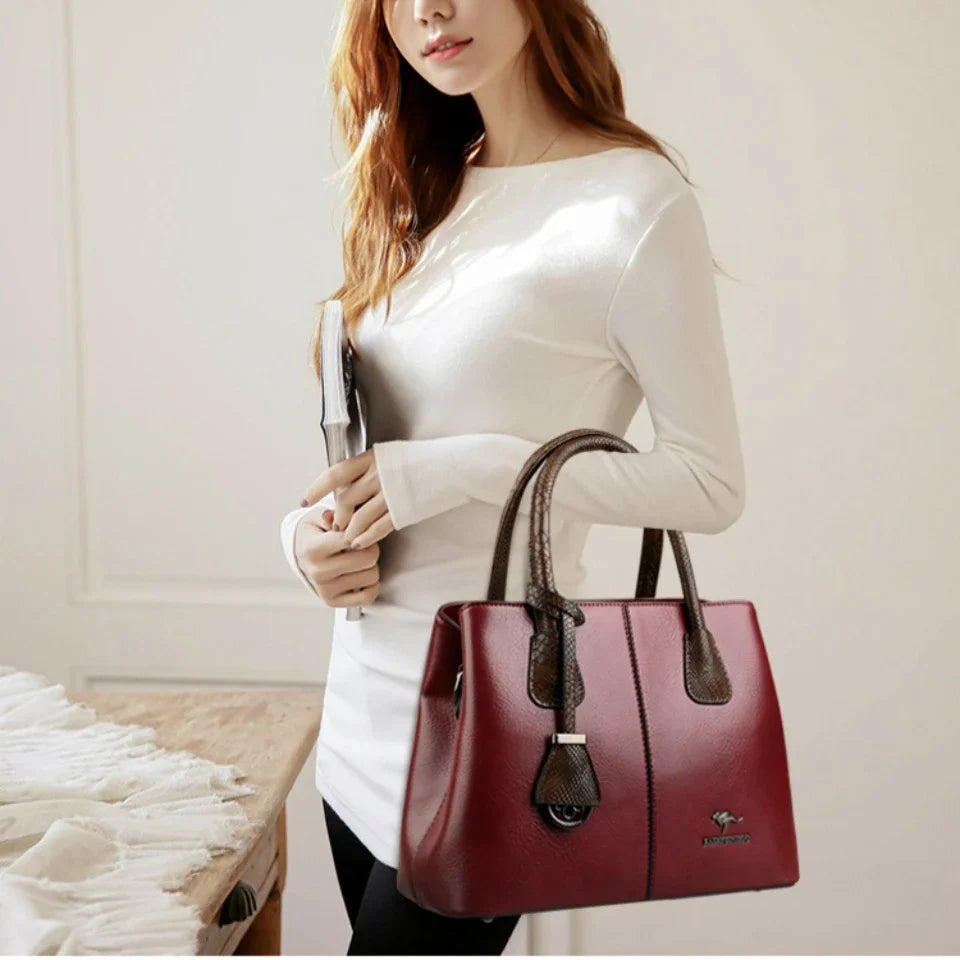 Luxury Damen Designer Patchwork Schultertasche – Große Leder-Handtasche & Shopper Tote mit Marken-Design