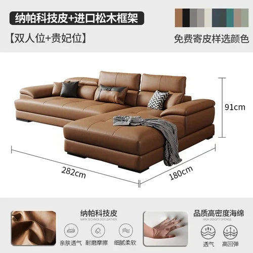 Europäisches Luxus Ecksofa aus Echtleder – Modulares L-Form Designer-Sofa for das Wohnzimmer, moderne et élégant