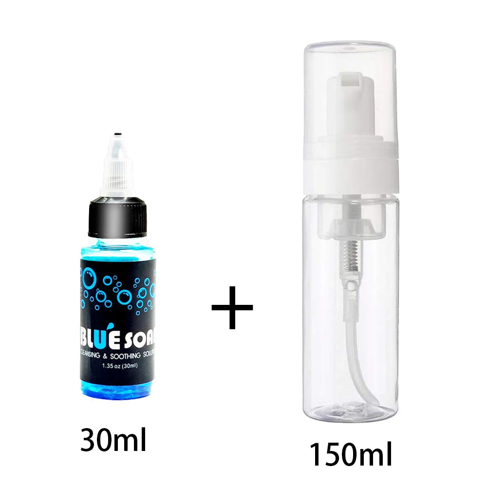 Tattoo Blue Soap Reinigungs- & Beruhigungslösung mit Schaumspender – Professionelles Tattoo Cleaning & Aftercare Set