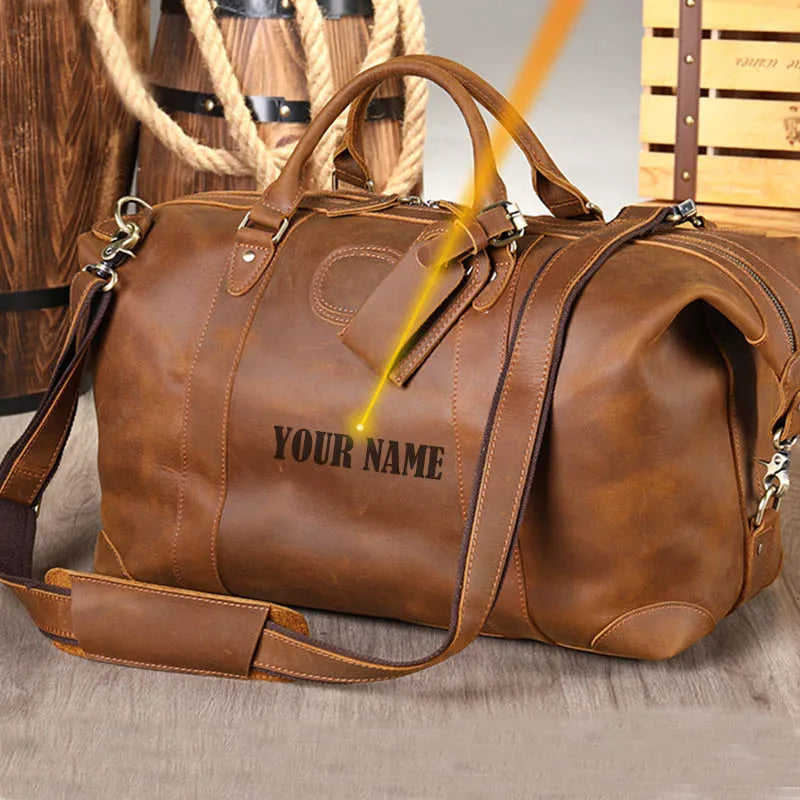 Luufan Crazy Horse Leder Reisetasche für Herren – Große Vintage Travel Duffel aus echtem Rindsleder mit Schultergurt