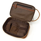 Hochwertige Kleine Reise-Kosmetiktasche aus Crazy Horse Leder – Vintage Leder Wash- &amp; Make-up Bag para hombres 