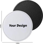 Personalisierte PU-Leder Setzer 10 cm (4 Zoll) – Runde oder quadratische Getränkeunterlagen mit Wunschdesign | Stilvolle Geschenkidee para Hochzeit &amp; Zuhause