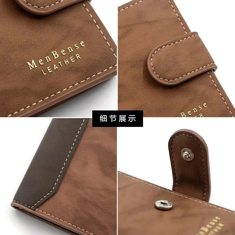 Herren Geldbörse mit Hasp – Vintage PU Leder Kurzbörse mit Kartenfächern und Geldfach