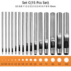 WUTA Runde Lederloch Stanzen Sets – 5–15 tlg. Hohlstanzer aus Carbonstahl für Uhrenarmbänder, Gürtel & DIY-Arbeiten