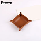 Nordic Style PU-Leder Ablageschale – Faltbarer Desktop Organizer für Schlüssel, Schmuck & Kosmetik | Quadratische Aufbewahrungsbox