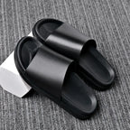 BPOXE Herren Leder Slipper 2025 – Echtleder Flip-Flops mit dicker Sohle, rutschfest, schwarze Sommer Sandalen für Alltag & Business-Casual