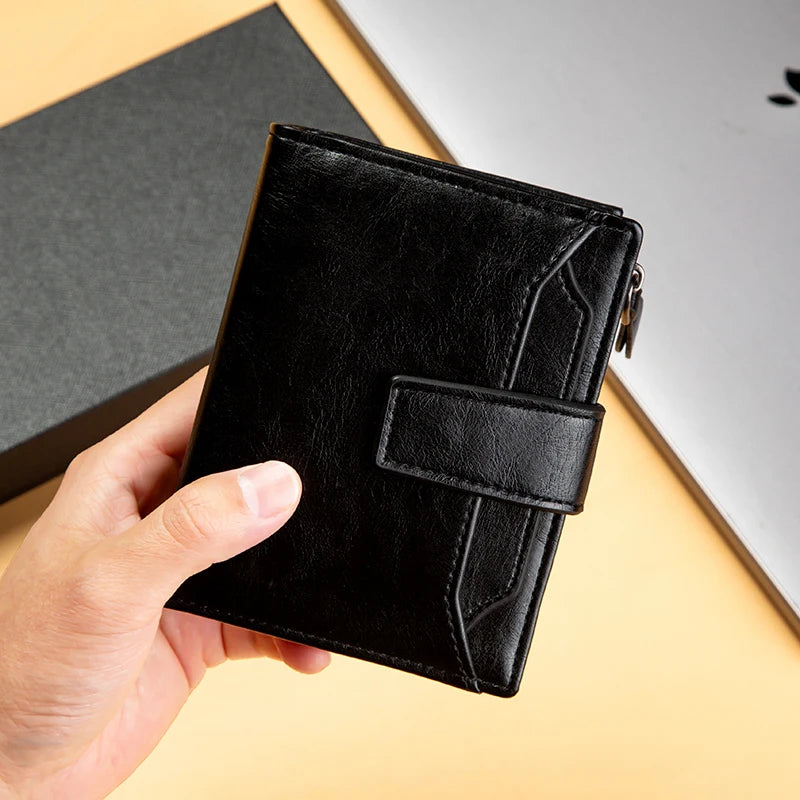 Herren Leder Geldbörse – Kurzform Vintage PU Wallet mit Mehrfachkartenfächern & Geschenkbox