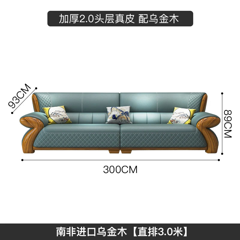 Nordisches Leder-Ecksofa im minimalistischen Design – Modulares L-/U-Form Lounge-Sofa aus Echtleder mit Massivholzfüßen