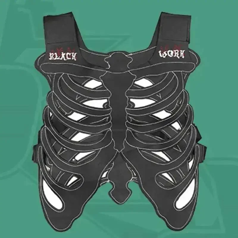 Gothic Skull Weste aus PU-Leder – Herren Dark Streetwear Weste mit 3D Skelett-Design, Hollow Look für Alltag & High Street