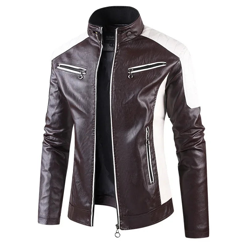 Chaqueta de cuero para hombre Slim Fit PU con Stehkragen: elegante chaqueta de moto en estilo casual para frutas y hierbas hasta tamaño 5XL 