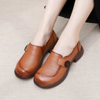 feerldi Damen Leder Flats WB-06K – Mocassins élégants à enfiler, mocassins confortables avec petits talons, chaussures plates grises