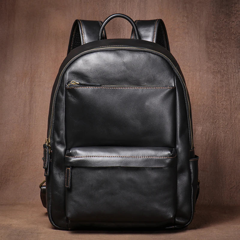 LUOKIR Vintage Leder Rucksack Unisex – Echter Cowhide Leder Laptoprucksack für 15 Zoll, Schule, Reise & Alltag