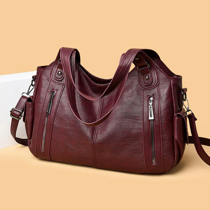 Yogodlns PU-Leder Schultertasche – Weiche Crossbody Bag mit Kontrastfarben für Damen, Modische Handtasche für Alltag & Freizeit