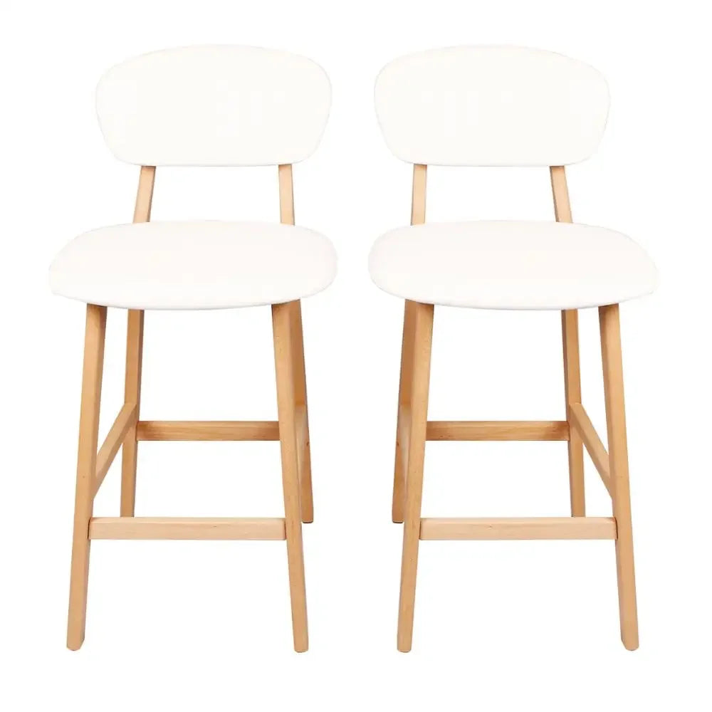 WOLTU 2er Set Barhocker aus Kunstleder & Massivholz – Moderne Designer Küchenhocker in Weiß