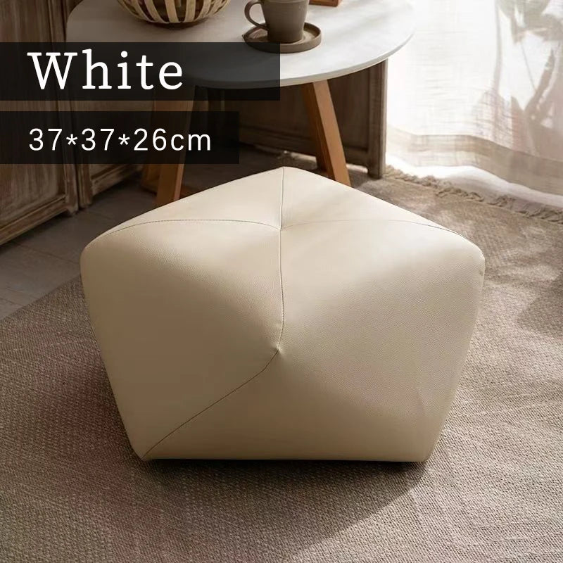 Moderner achteckiger Fußhocker aus PU-Leder – Vielseitiger Sitzhocker mit Massivholz-Basis für Wohnzimmer & Schlafzimmer