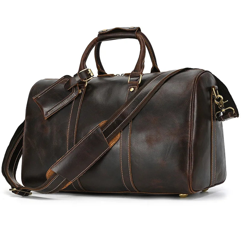 Große Reise- & Weekender Tasche aus echtem Rindsleder – Premium Leder Duffle Bag für Damen & Herren, Handgepäck in elegantem Rot