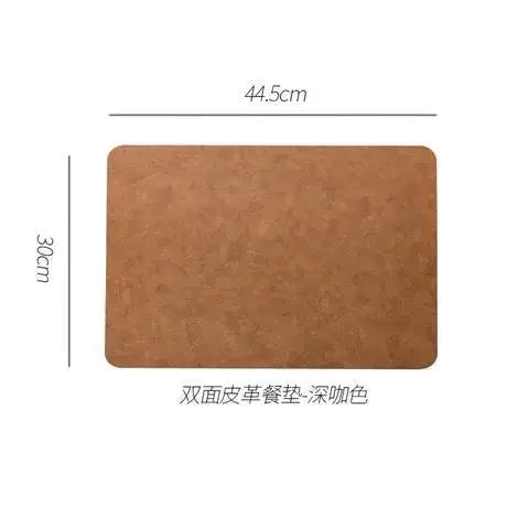 Light Luxury Leder-Tischset Coffee Brown – Wasserdichte, ölbeständige & hitzeisolierende Platzmatte aus Kunstleder im japanischen Stil (44,5 × 30 cm)