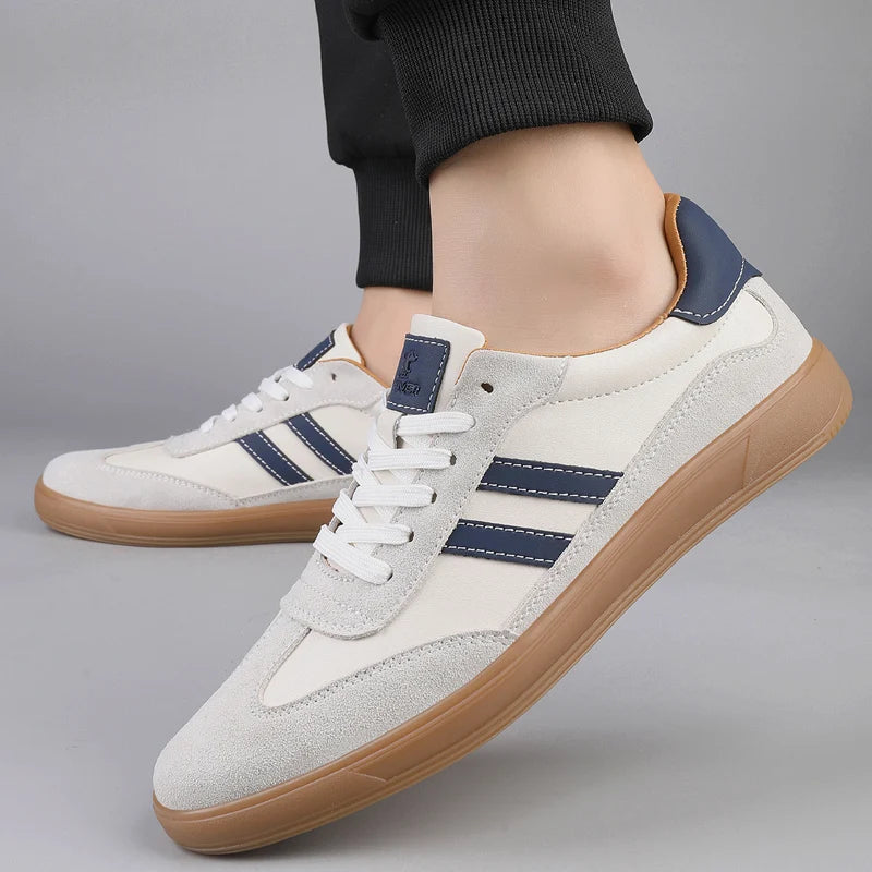 HKDQ Herren Leder Sneakers – Klassische Casual Sportschuhe, rutschfest, atmungsaktiv für Outdoor, Walking & Skateboard