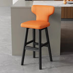 Luxus Barhocker aus Leder & Holz – Moderner minimalistischer Design-Barstuhl im italienischen Stil für Restaurant, Bar & Theke