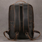 Vintage Herren Rucksack aus Crazy Horse Leder – Mochila retro para ordenador portátil más grande aus echtem Leder para viajes y negocios 