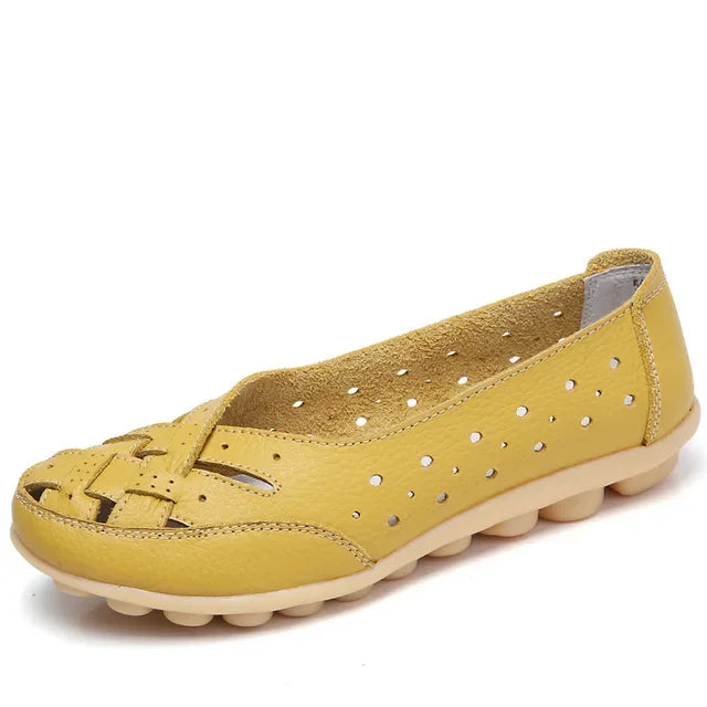 BEYARNE Damen Loafer in Lederoptik – Luftige Sommer Flats mit Rundspitze, Bequeme Plus Size Slipper für Alltag & Freizeit (Größe 35–44)