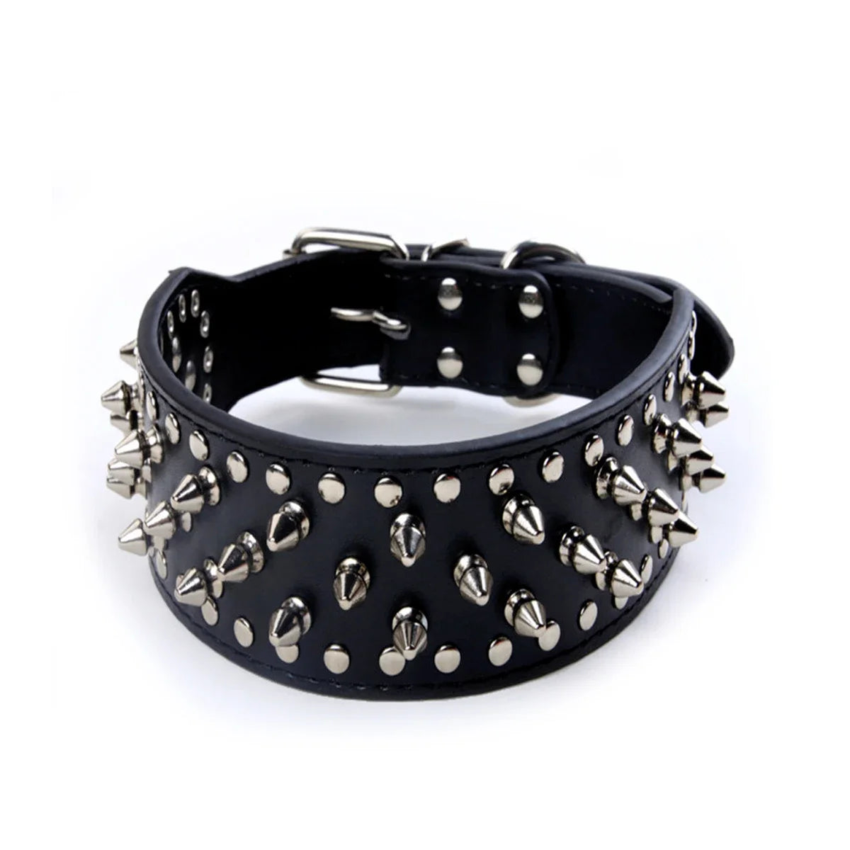 Totenkopf Spikes Leder Hundehalsband – Nieten & Stacheln, verstellbar, Anti-Biss Halsband für mittelgroße & große Hunde