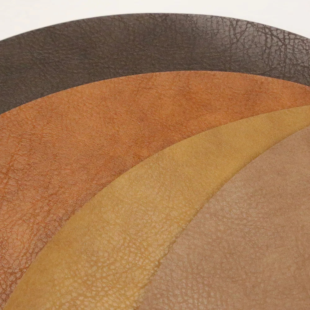 Runde PU-Leder Platzsets & Untersetzer im Cowhide-Look – Abwaschbare Tischsets im American Style (1/4/6/10 Sets)