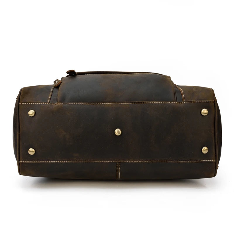 Luufan Vintage Leder Reisetasche aus echtem Rindsleder – Große Weekender & Duffle Bag aus Crazy Horse Leather, passend für 14 Zoll Laptop