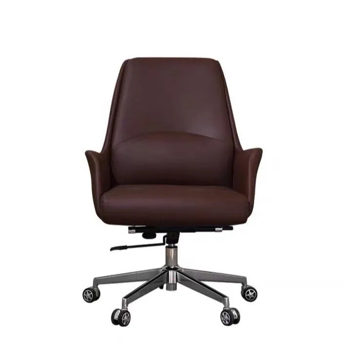 Boss Bürostuhl mit hoher Rückenlehne aus Leder – Drehbarer Executive Office Chair im Light-Luxury Stil für Büro, Studium & Meetings
