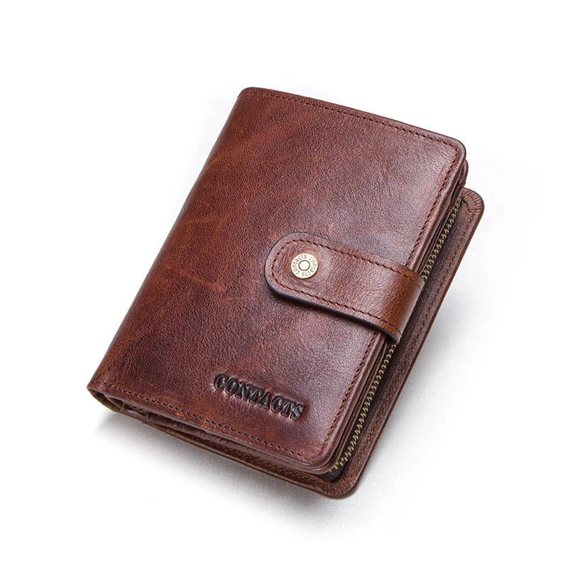 Contact'S Herren &amp; Damen Geldbörse aus echtem Leder – Vintage Kurz-Wallet mit RFID-Schutz, Münzfach &amp; Kartenhalter