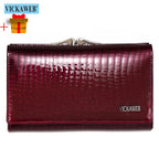 VICKAWEB Damen Geldbörse aus echtem Leder – Kleine Fashion Wallet mit Alligator-Prägung, Reißverschluss &amp; Druckknopf