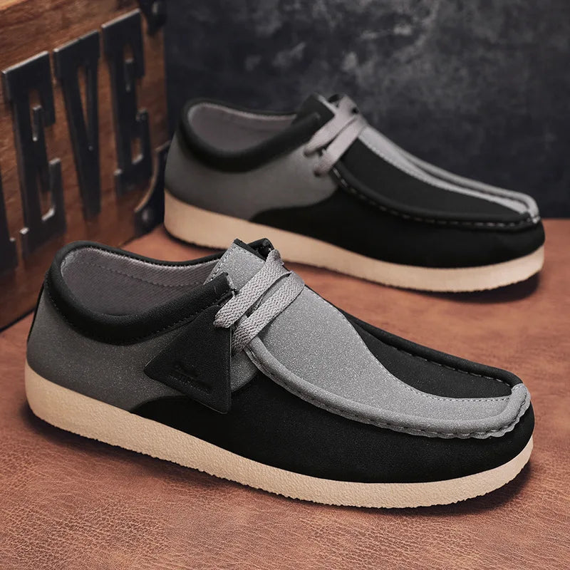 Khaki Herren Loafer aus Velours-Optik – Leichte Slip-On Mokassins mit Plateau, Komfortable Driving Shoes für Freizeit & Alltag