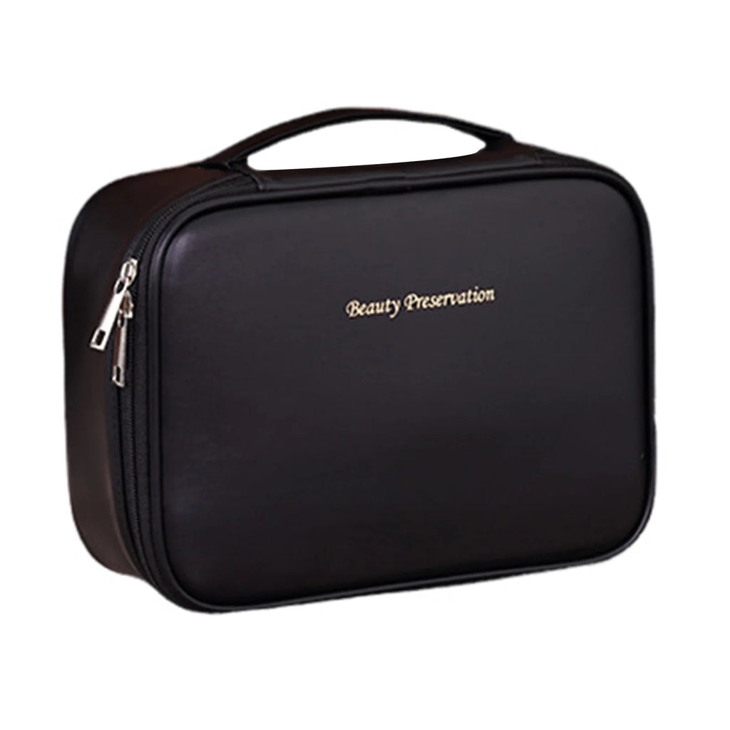 Große Reise Kosmetiktasche aus PU-Leder – Mehrlagiger, abnehmbarer Make-up & Toiletry Organizer, wasserdicht & elegant