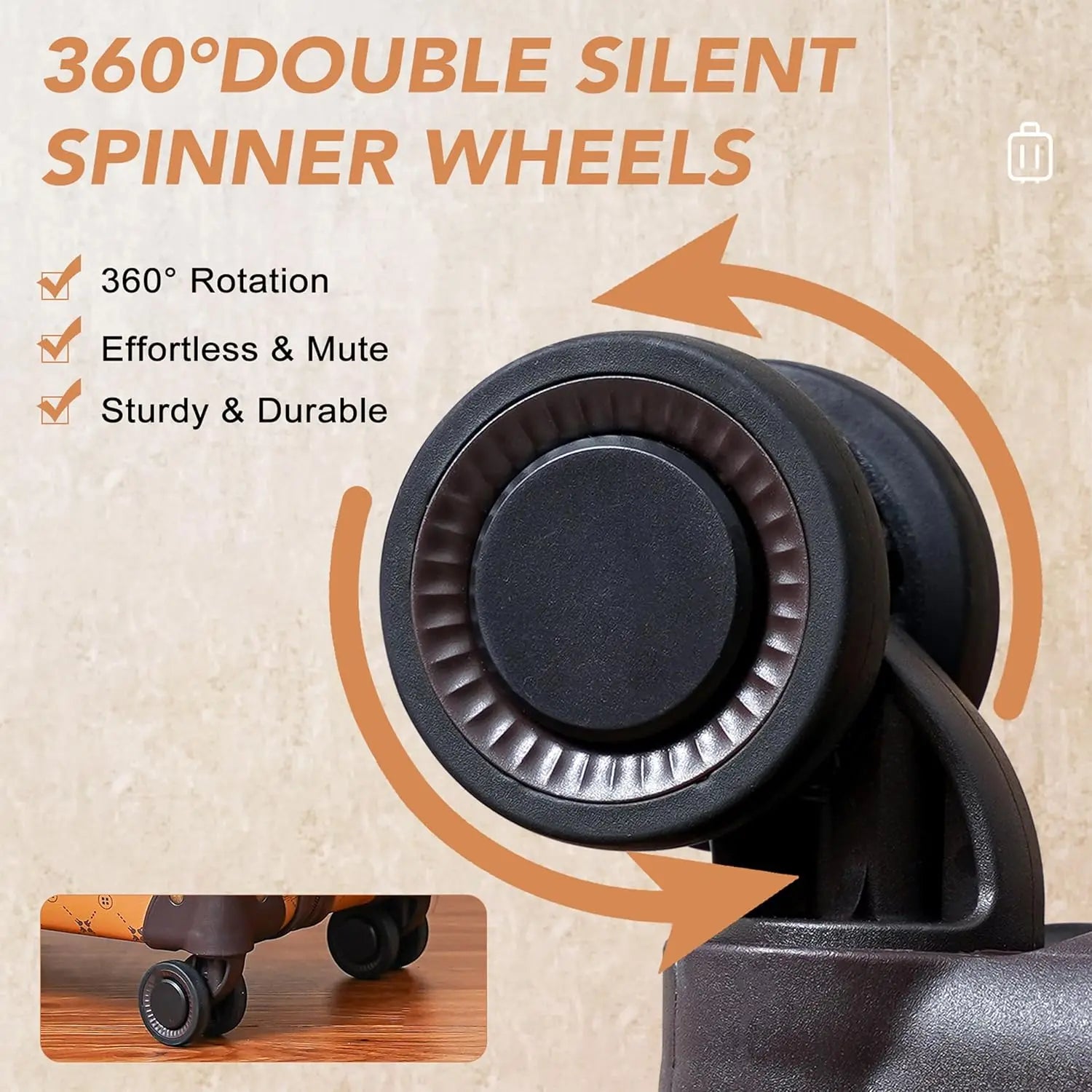 Urecity 3-teiliges Vintage PU-Leder Rolling Luggage Set – 20/24/28 Zoll Trolley Koffer mit Handtasche für Damen & Herren