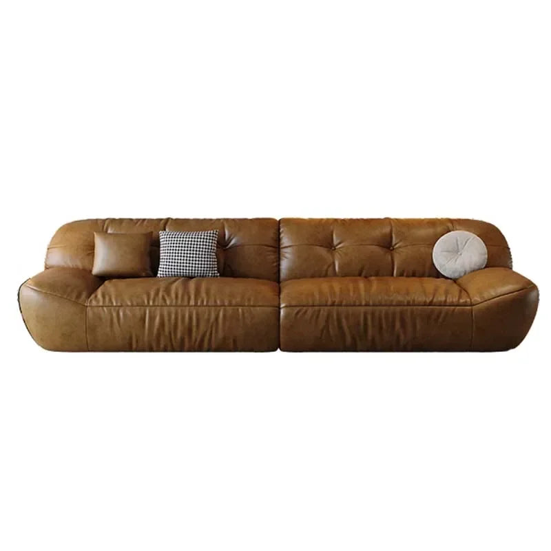 Luxus Leder Sofa für das Wohnzimmer – Modernes europäisches Design, elegante Wohnlandschaft für stilvolle Raumgestaltung