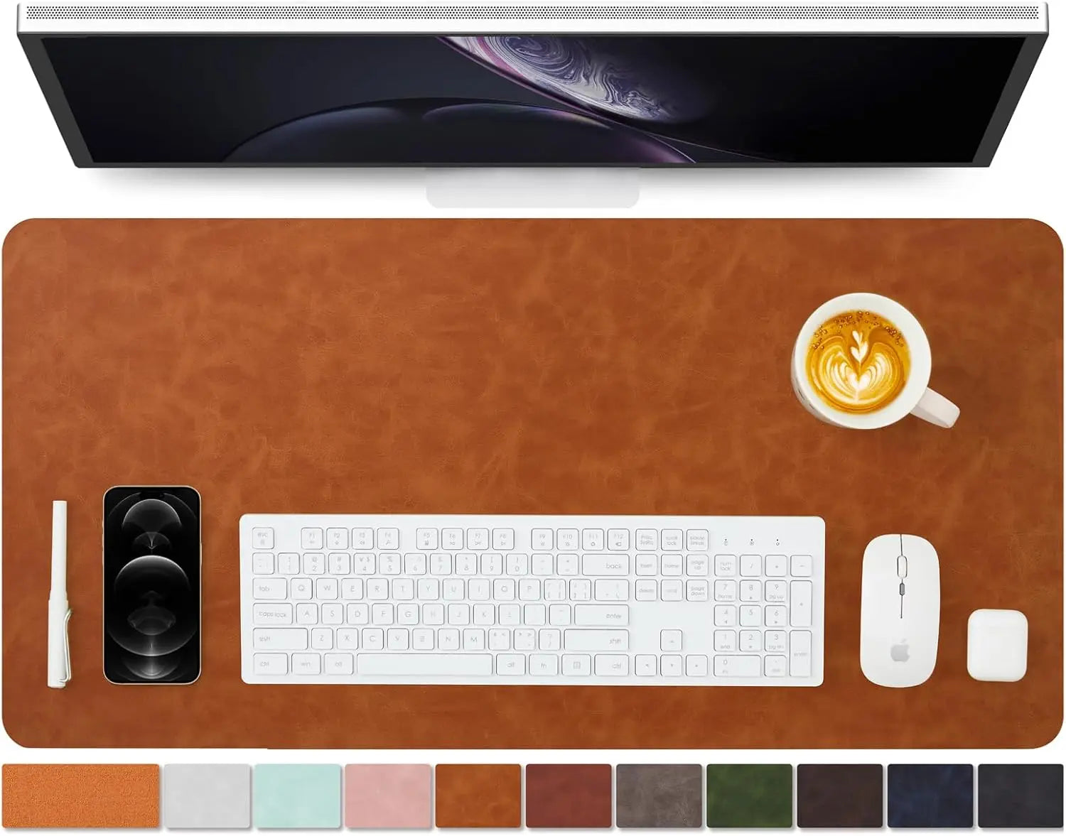 YSAGi Leder Schreibtischunterlage – Große Rutschfeste PU Desk Mat für Büro & Zuhause, Mauspad und Tastaturunterlage