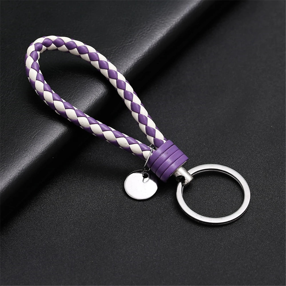 13 cm geflochtener PU-Leder Schlüsselanhänger – Farbiger Keyring für Damen & Herren, modisches Auto- & Taschen-Accessoire mit Metallring