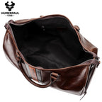 HUMERPAUL Herren Leder Weekender Bag – Große Vintage Reise Duffle Bag aus echtem Rindsleder mit Schuhfach für Business und Kurztrips