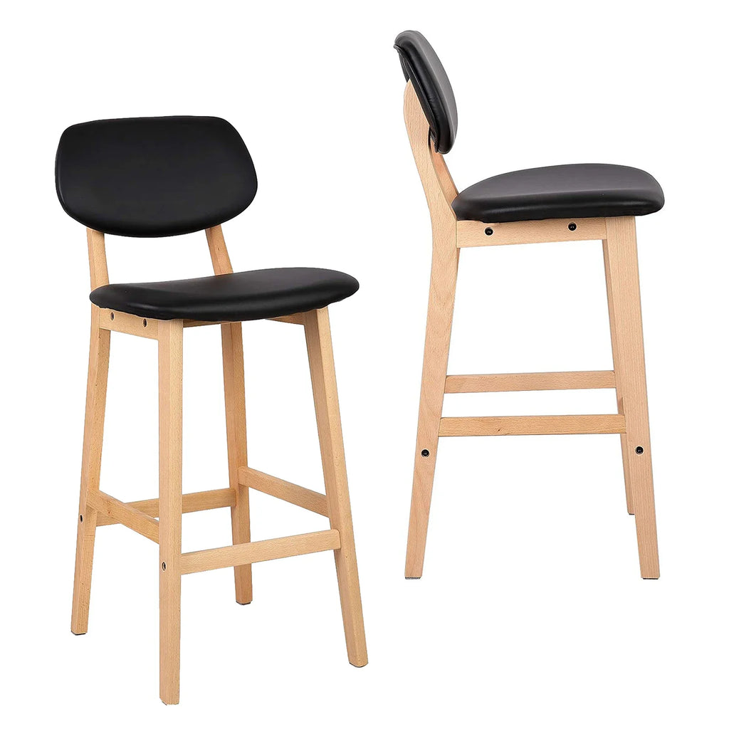 WOLTU 2er Set Barhocker aus Kunstleder &amp; Massivholz – Moderne Designer Küchenhocker en Weiß