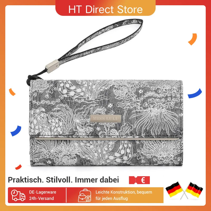 Miss Lulu Damen Geldbörse – Bunte Langbörse aus PU-Leder mit großem Fassungsvermögen und Kartenfächern