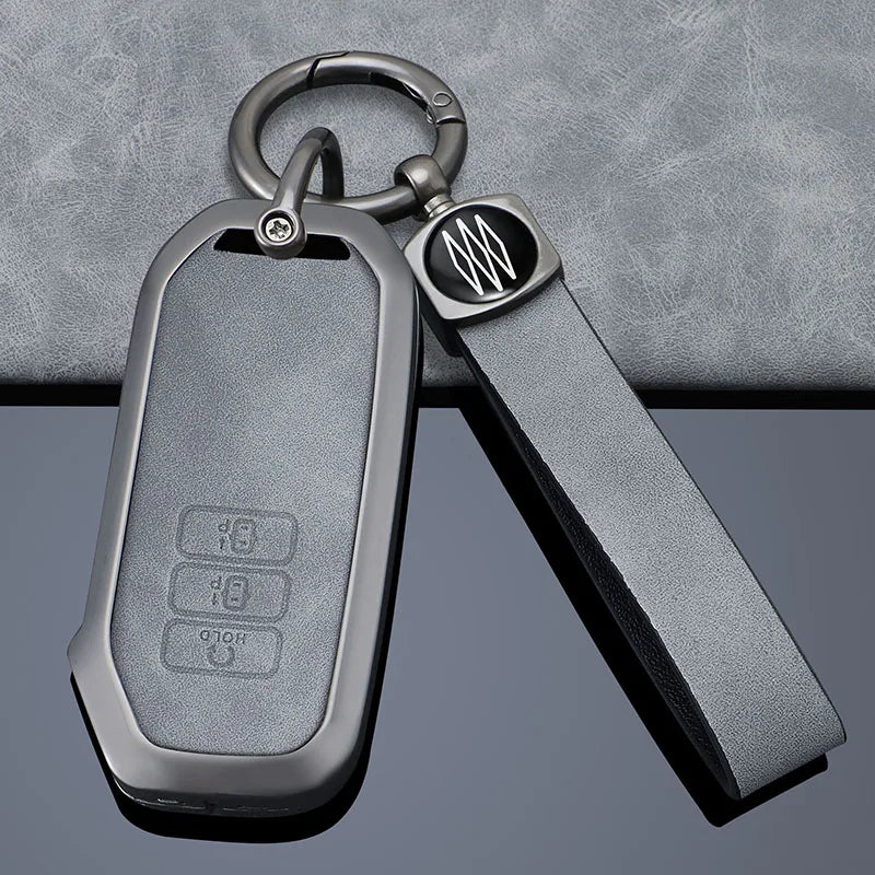 Premium Autoschlüssel Hülle aus Zinklegierung & Leder (7 Tasten) für Kia – Key Case Cover für Sportage 2024, Niro Hybrid, Sorento MQ4, EV6 GT-Line & K8 V6