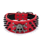 Totenkopf Spikes Leder Hundehalsband – Nieten & Stacheln, verstellbar, Anti-Biss Halsband für mittelgroße & große Hunde