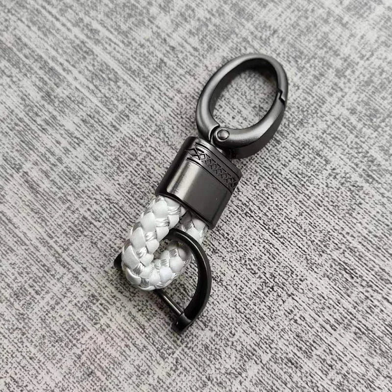 Handgeflochtener Leder Schlüsselanhänger mit Metallclip – Robuster Auto Keyring & Gürtel-Keychain für Damen & Herren