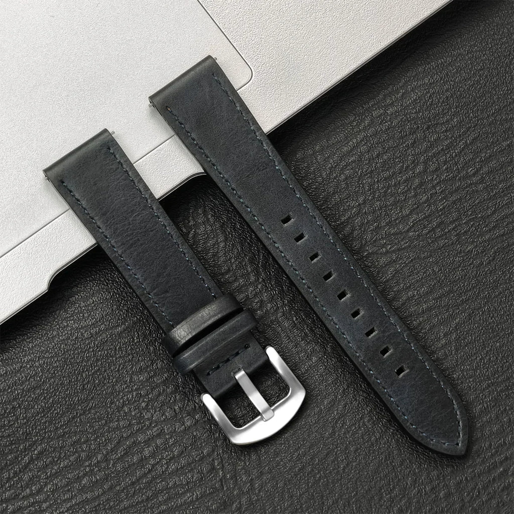 Brazalete de cuero vintage de 20 mm y 22 mm para Samsung Galaxy Watch 4–7 y Xiaomi Redmi Watch – Brazalete clásico para reloj inteligente con diseño dorado 