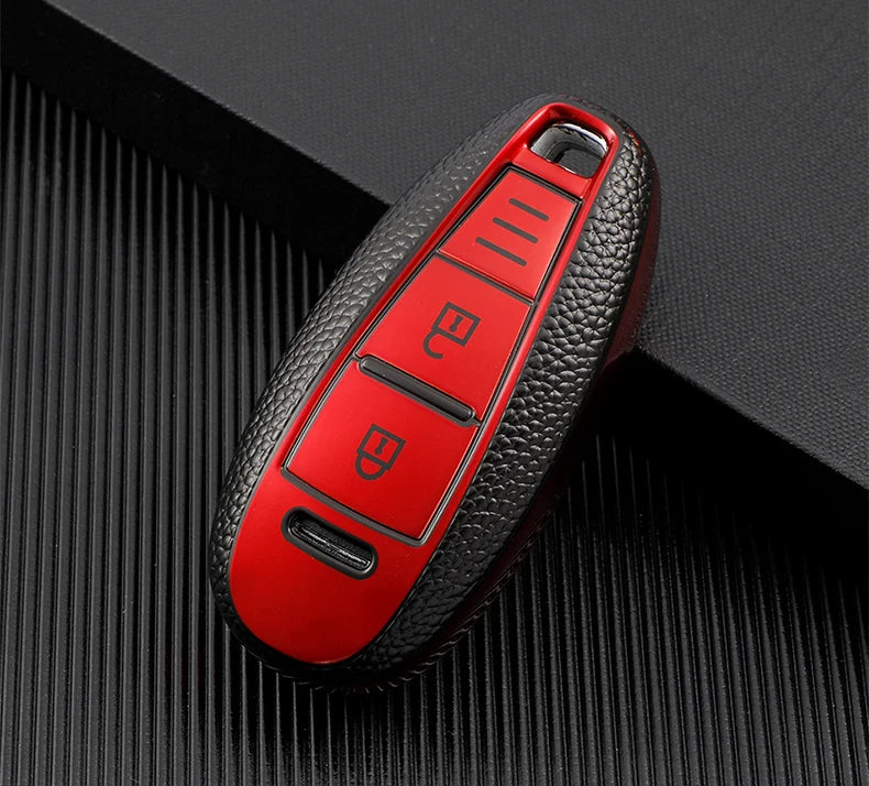 TPU Leder Autoschlüssel Hülle für Suzuki – Smart Key Cover mit Schlüsselanhänger für Baleno, Swift, Vitara, SX4 S-Cross, Ertiga & mehr