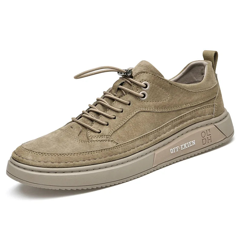 COZOK Zapatillas de deporte de cuero para hombre – Zapatillas informales con plataforma, suelas de PU blancas, sin cordones y con cordones para todas las etiquetas y frecuencias